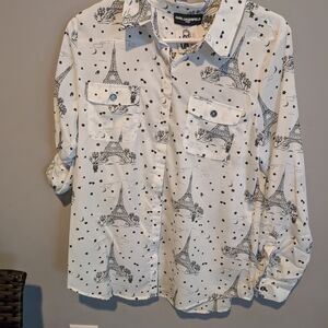 Karl Lagerfeld Black and White Eiffel Tower Men's Shirt New With Tag.